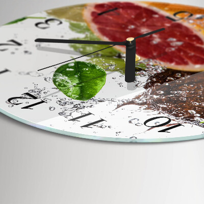 Runde wanduhr aus glas Obst