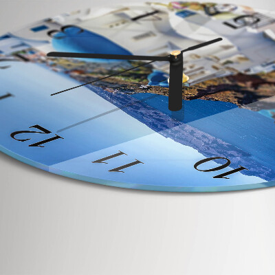 Runde wanduhr aus glas Santorini