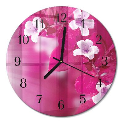 Glas wanduhr mit motiv rund Blumen