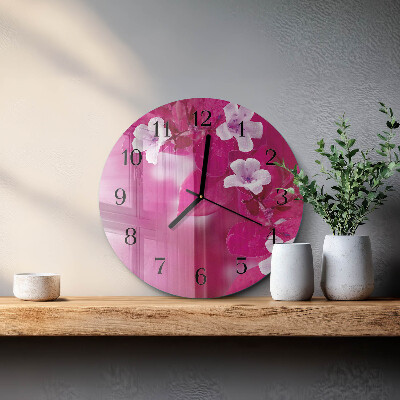 Glas wanduhr mit motiv rund Blumen