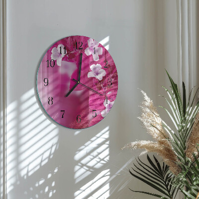 Glas wanduhr mit motiv rund Blumen