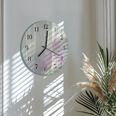 Wanduhr glas rund Blumen