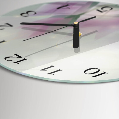 Wanduhr glas rund Blumen