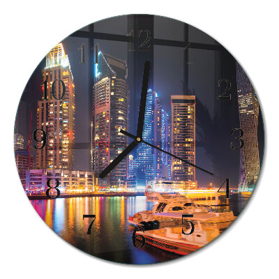 Runde wanduhr aus glas Horizont