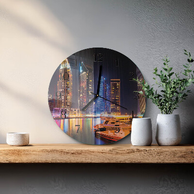Runde wanduhr aus glas Horizont