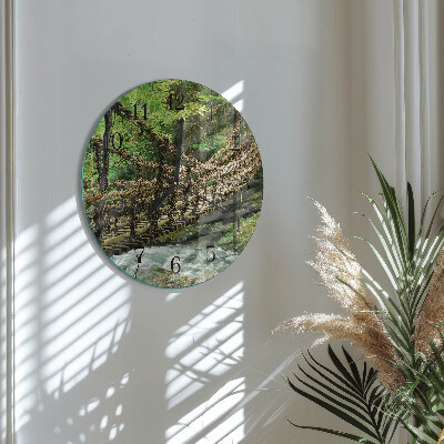 Wanduhr glas rund Seilbrücke