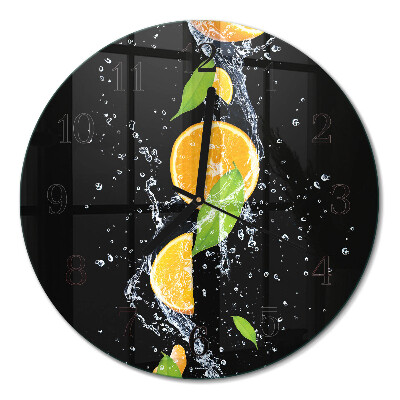 Runde wanduhr aus glas Orangen