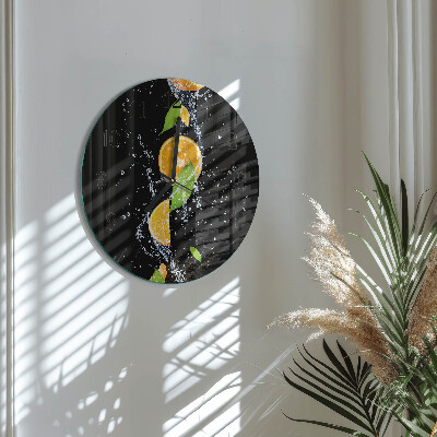 Runde wanduhr aus glas Orangen
