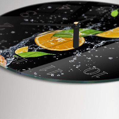 Runde wanduhr aus glas Orangen