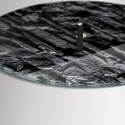 Glas wanduhr mit motiv rund Steine