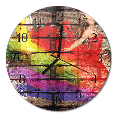 Glas wanduhr mit motiv rund Ziegel