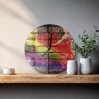 Glas wanduhr mit motiv rund Ziegel