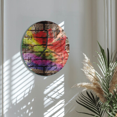 Glas wanduhr mit motiv rund Ziegel