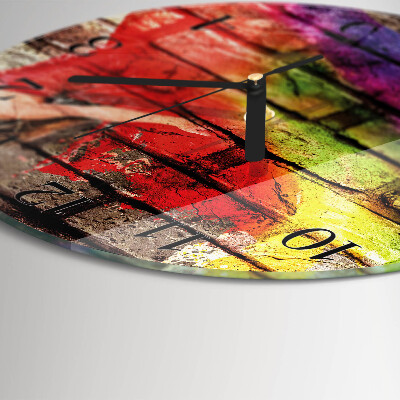 Glas wanduhr mit motiv rund Ziegel