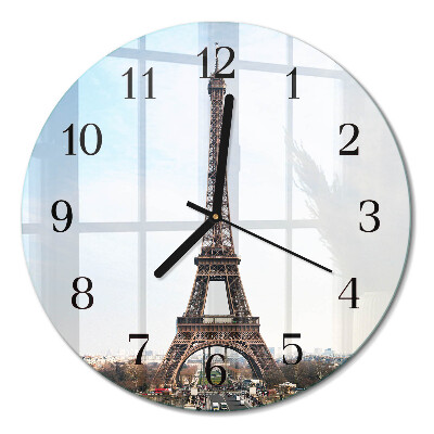 Glas wanduhr mit motiv rund Eiffelturm