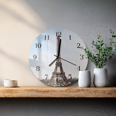 Glas wanduhr mit motiv rund Eiffelturm