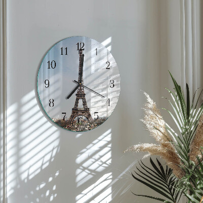 Glas wanduhr mit motiv rund Eiffelturm
