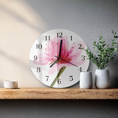 Glas wanduhr mit motiv rund Blume