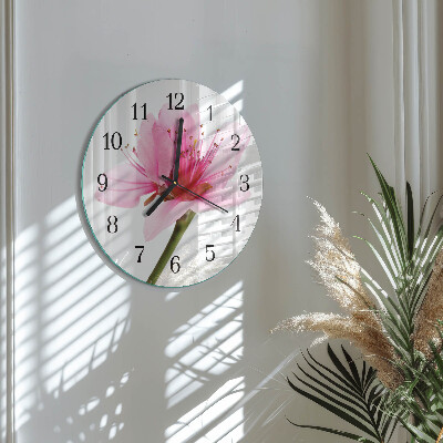 Glas wanduhr mit motiv rund Blume
