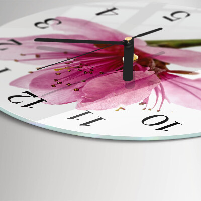 Glas wanduhr mit motiv rund Blume