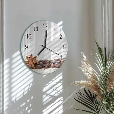 Runde wanduhr Kaffeebohnen