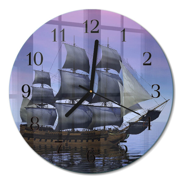 Runde wanduhr aus glas Segeln