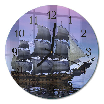 Runde wanduhr aus glas Segeln
