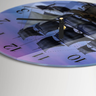 Runde wanduhr aus glas Segeln