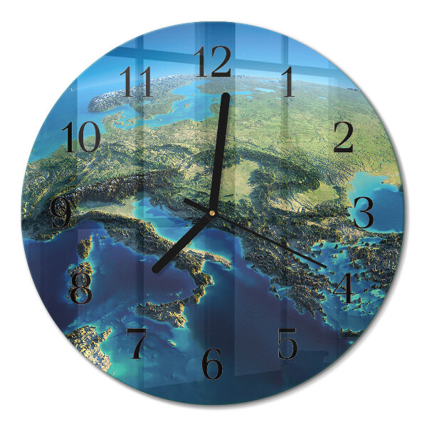 Wanduhr glas rund Erde
