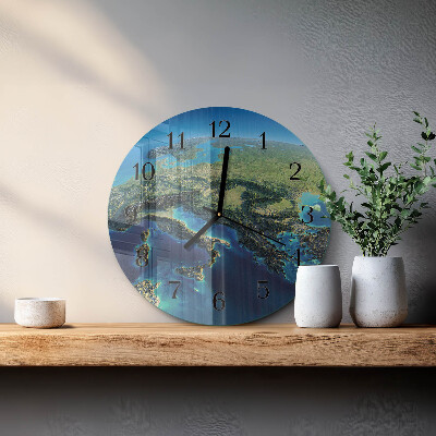 Wanduhr glas rund Erde