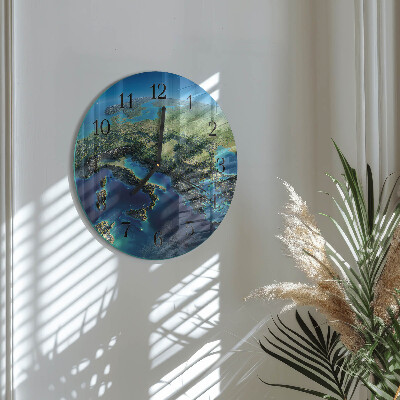 Wanduhr glas rund Erde