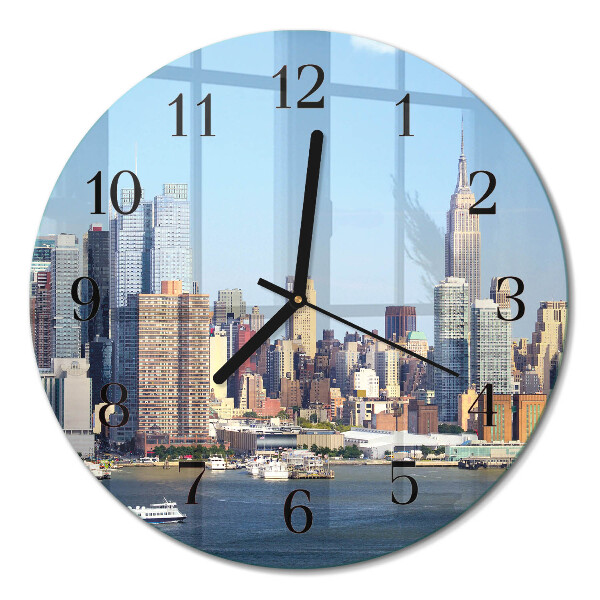 Runde wanduhr aus glas Horizont