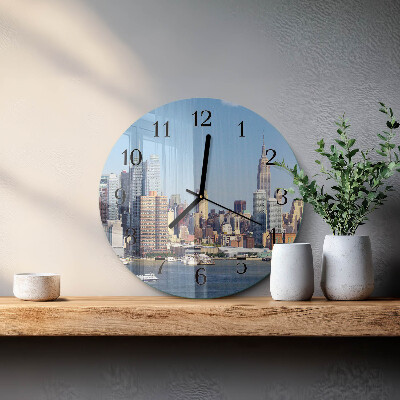 Runde wanduhr aus glas Horizont