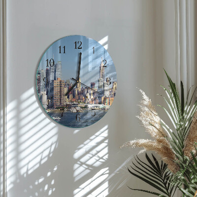 Runde wanduhr aus glas Horizont
