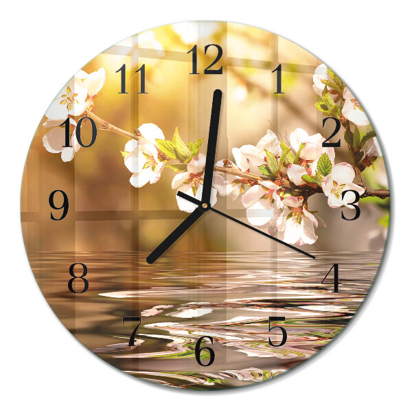 Glas wanduhr mit motiv rund Blumen