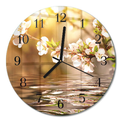 Glas wanduhr mit motiv rund Blumen