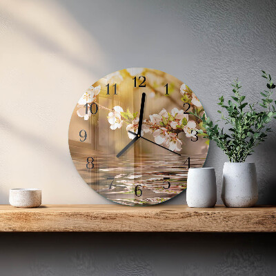 Glas wanduhr mit motiv rund Blumen