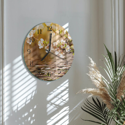 Glas wanduhr mit motiv rund Blumen