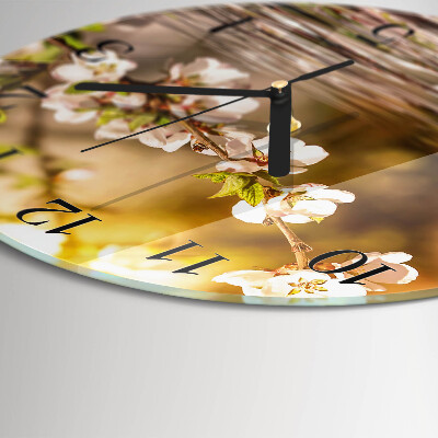 Glas wanduhr mit motiv rund Blumen