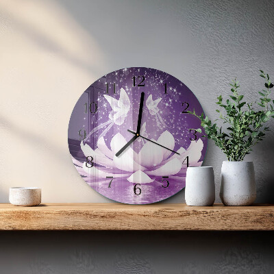 Runde wanduhr aus glas Blume