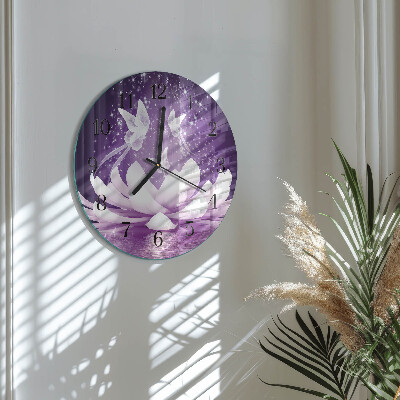 Runde wanduhr aus glas Blume