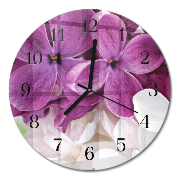 Glas wanduhr mit motiv rund Blumen
