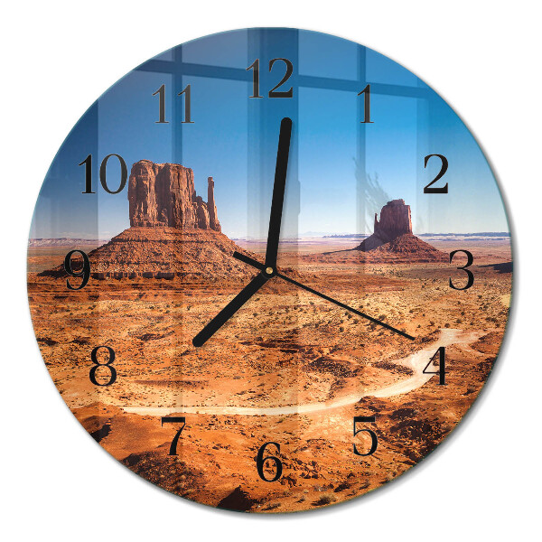 Runde wanduhr aus glas Wüste