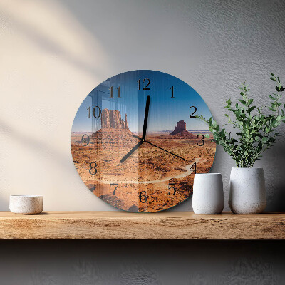 Runde wanduhr aus glas Wüste