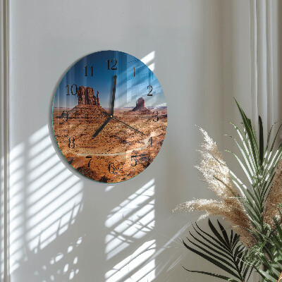 Runde wanduhr aus glas Wüste