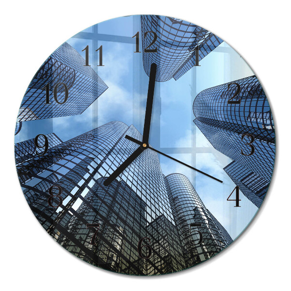 Glas wanduhr mit motiv rund Glasgebäude