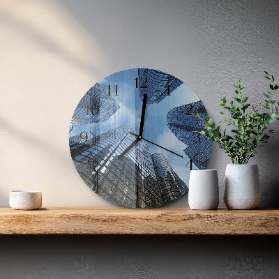 Glas wanduhr mit motiv rund Glasgebäude