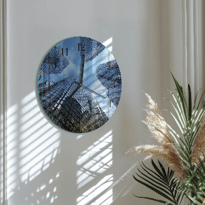 Glas wanduhr mit motiv rund Glasgebäude