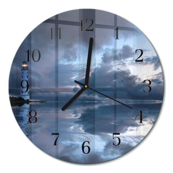 Wanduhr glas rund Leuchtturm