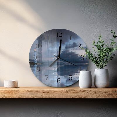 Wanduhr glas rund Leuchtturm